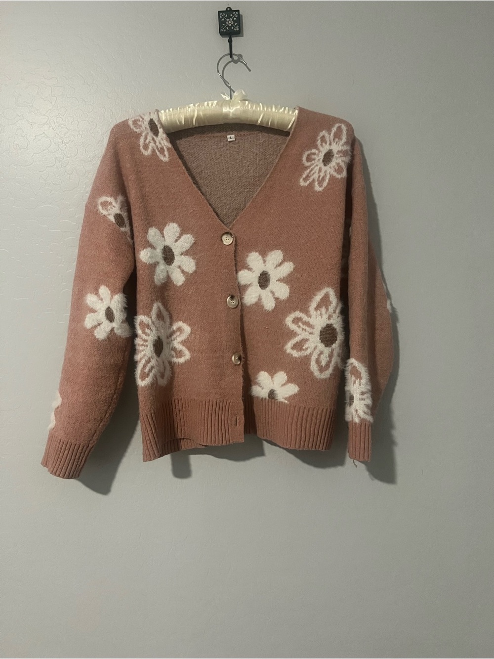 Floral Rose Pink Button-Front Cardigan
